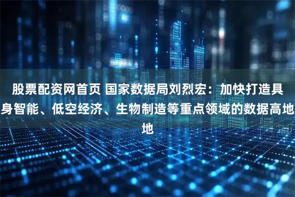 股票配资网首页 国家数据局刘烈宏：加快打造具身智能、低空经济、生物制造等重点领域的数据高地